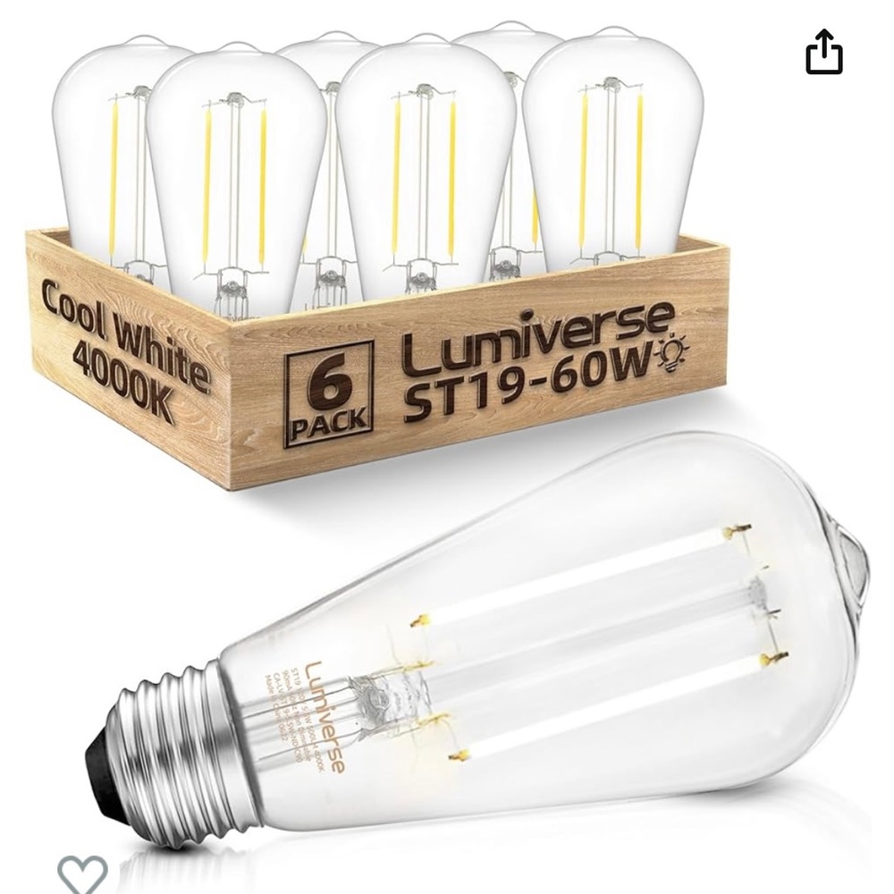 Brand New Lumiverse Vintage LED Edison Light Bulbs 4000k Natural Daylight White